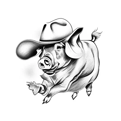 Cowboy Riding A Pig