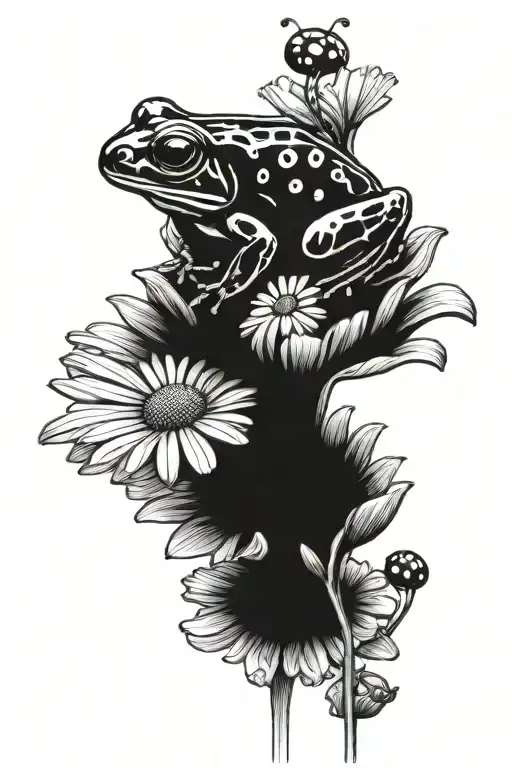 Daisy With Frog And Ladybug Resting