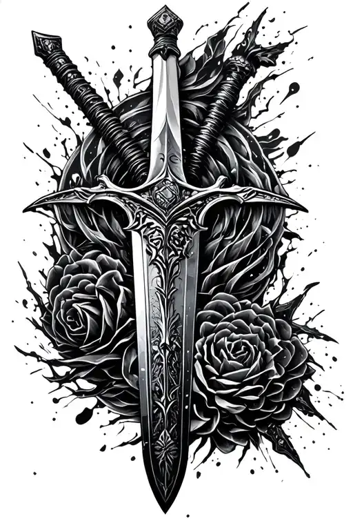 A Roman Sword With Cybersigilism Details Around It