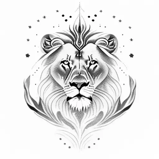 A Majestic Lion Swimming In A Sea Of Stars