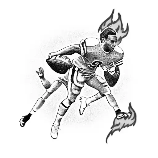 A Football Player Kicking A Ball Surrounded By A Burst Of Blackwork Flames