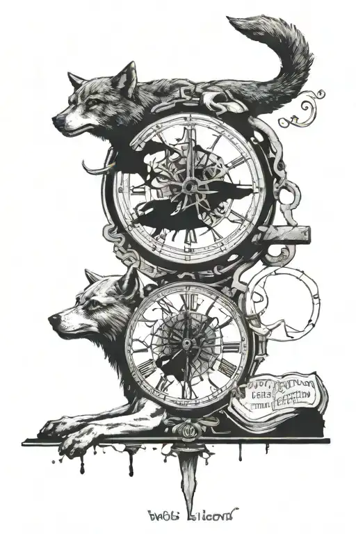 Wolf Blood War Hour Roman Numeral Clock Money Writing 2002