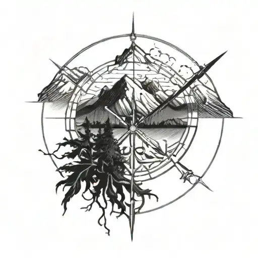 Vegvisir With Mountain Landscape In The Background