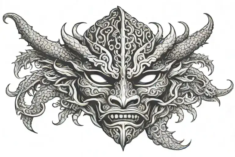 Hanyaa Mask With 2 3D Dragons