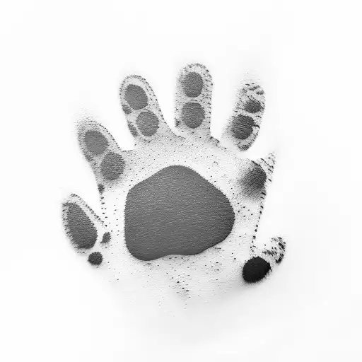 Dog Paw Prints Leading To A Motorcycle