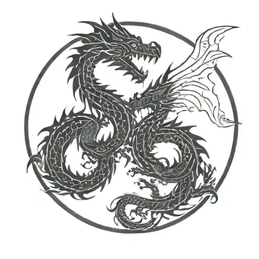 Two Dragon Silhouettes Forming A Circle