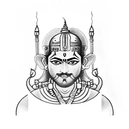 A Detailed Depiction Of Lord Ram With A Computer Circuitry Design Incorporated Into The Background