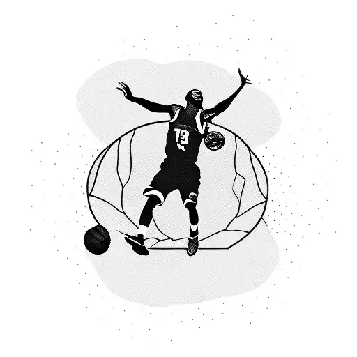 Basketball Player Silhouette Against A Colorful Sunset