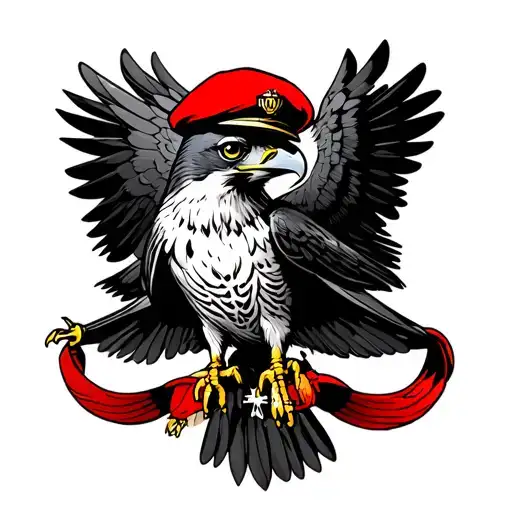 A Combination Of A Falcon And A Red Beret Intertwined With Military Insignia
