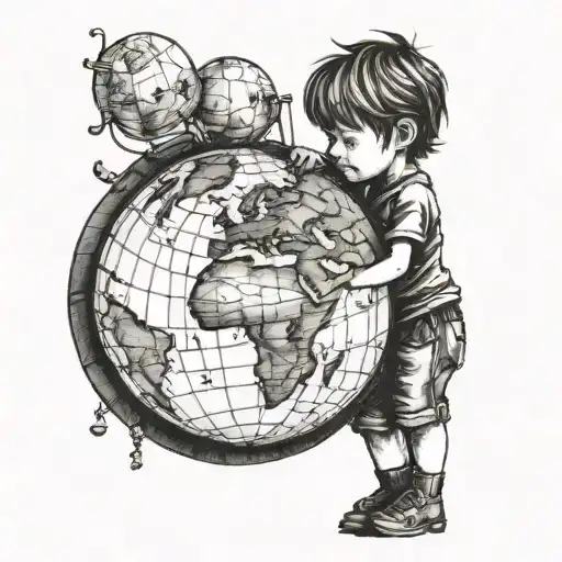 A Child Lost In Earth Globe