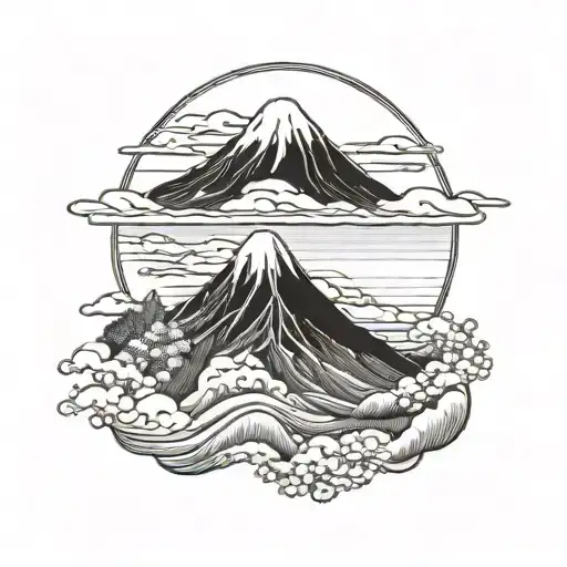 Mount Fuji Background Black