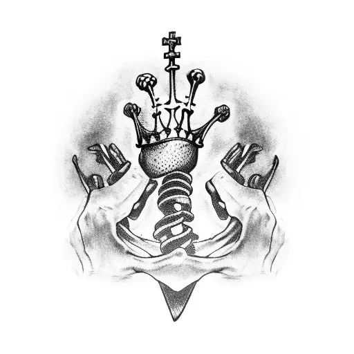 A Skeleton Hand Holding A Crown