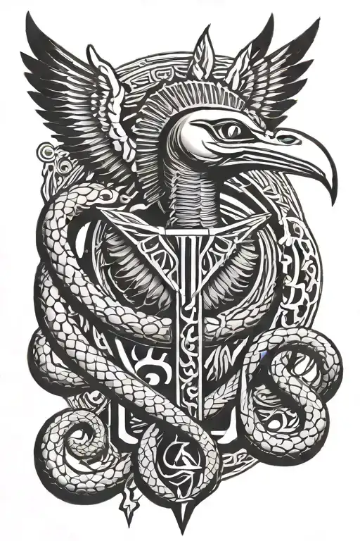 Horus And Ankh And Snakes