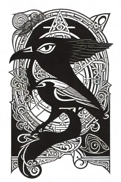 Eye Horus And Ankh With 444 And Raven Mit Pentagram