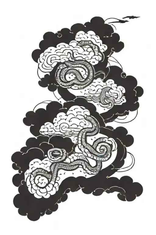 Thunder Cloud Snakes Birds Flying Away Rainy Thundery Clouds