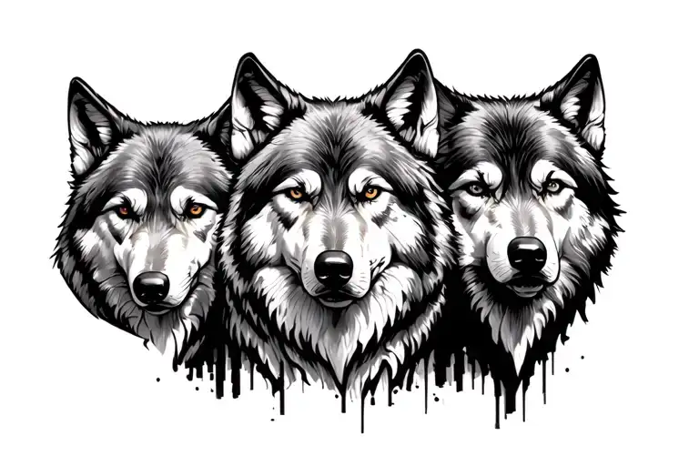 3 Wolves Facing Different Directions Speak See Hear No Evil