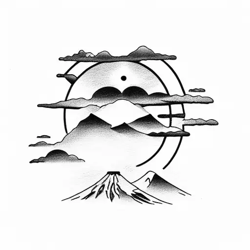 Mount Fuji Sun Clouds Square