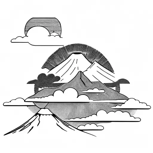 Mount Fuji Sun Clouds Square