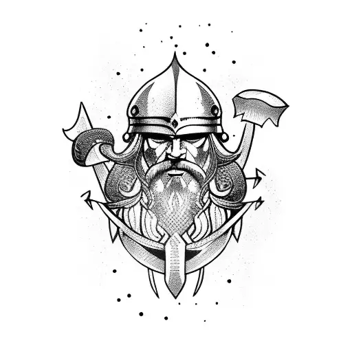 Viking Tatto With Forest And Water