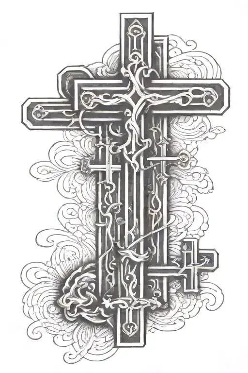 Three Cross Going Down In A Line