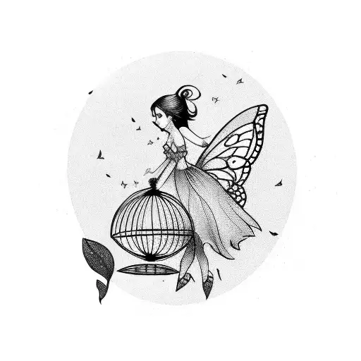 Fairy Stepping Out Of A Bird Cage