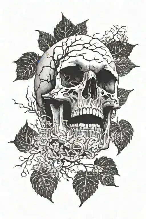 A Skull Lies On A Misty Forest Floor