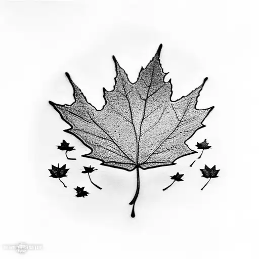 Maple Leaf With Sunset And Moonrise