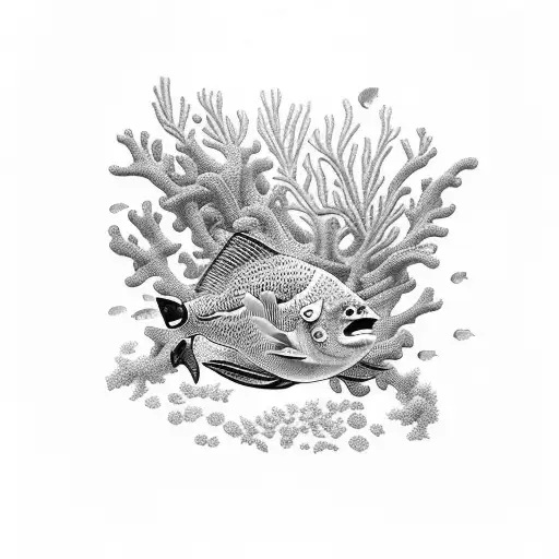 An Underwater Scene With Vibrant Coral Reefs And A School Of Colorful Fish