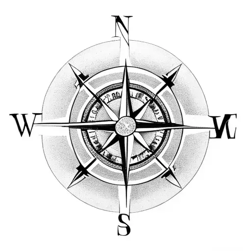 Compass Rose With Wine Glass At Its Center
