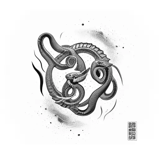 Ying Yang Of Cougar Fighting Snake