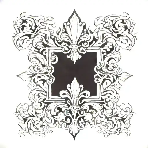 Gothic Fluer De Lis Surrounded By Baroque