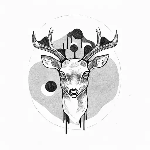 A Deer's Head On Goth Style