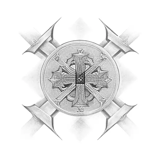 Christian Cross With Hibiscuses