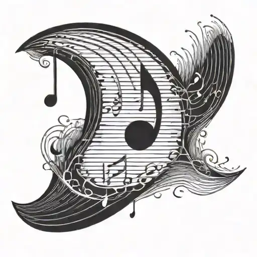 Sound Waves Forming A Music Note With A Crescent Moon In The Background