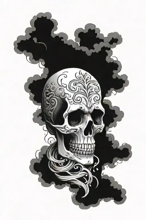 Skull And Heart Cloud Forming The Shape