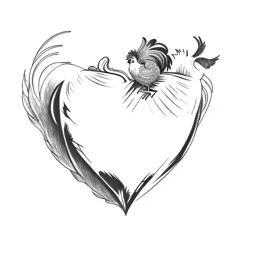 A Rooster In A Heart Shape