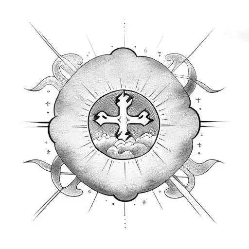 Cross With Clowds And Sun