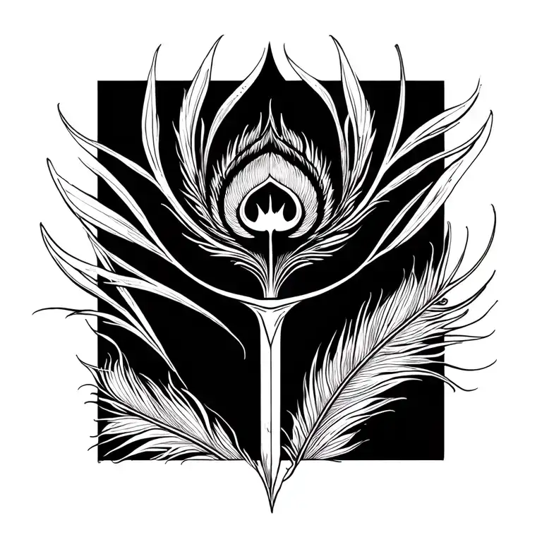 Trident With Middle Part Of It Symbolizing Peacock Feather