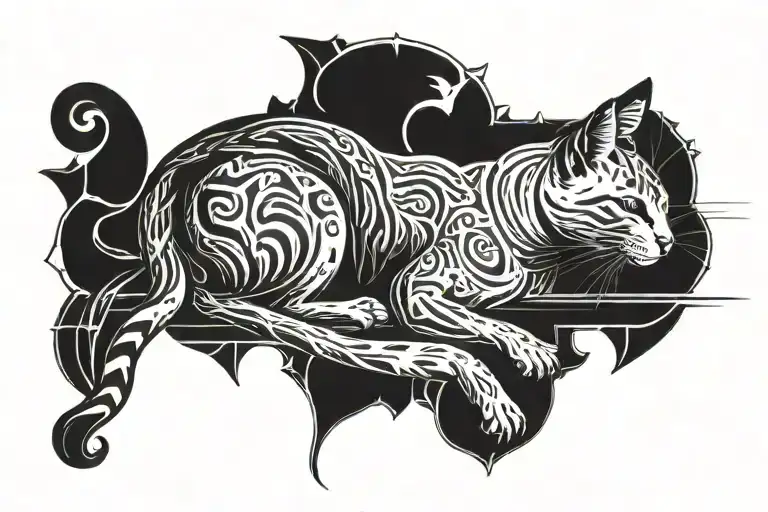 Mirroed Egyptian Cat Lounging