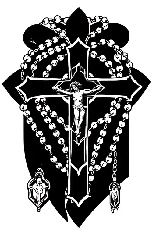 Rosary Beads With Cross Intertwined