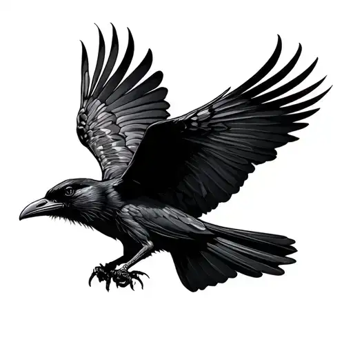 Black Raven Flying