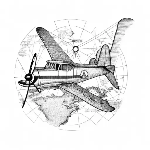 Vintage Airplane Flying Over A Map Of The United States