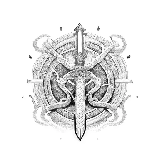 3 Swords In 1 Crown Wrapped With A Hindu Snake