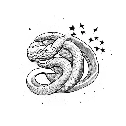 Snake Chasing A Star From Right To Left