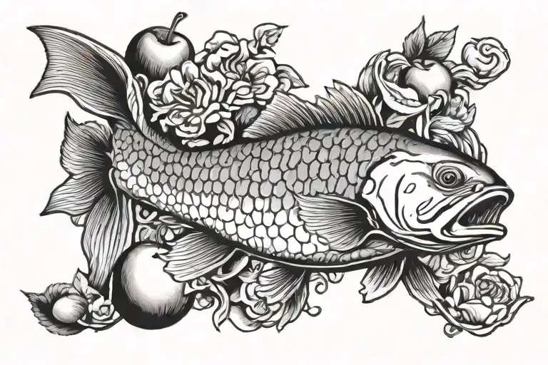 Asian Carp Eating Apple