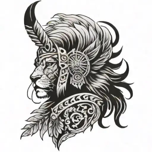 Warrior With Lion Headress Pattern Incorporating
