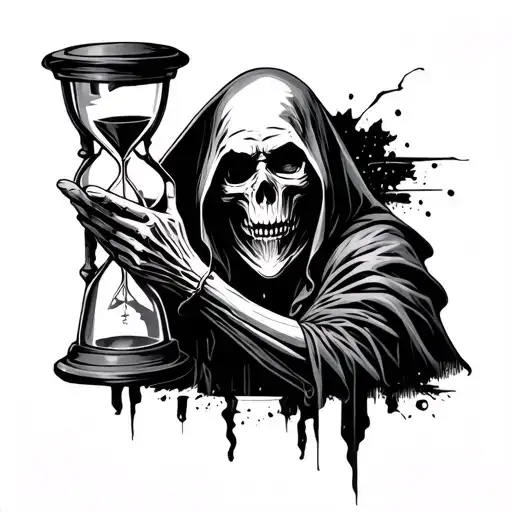 Grim Reaper Holding An Hourglass