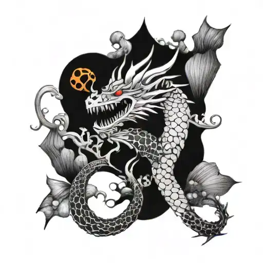 A Majestic Dragon Swimming In The Depths Of The Ocean Surrounded By Colorful Coral And Fish