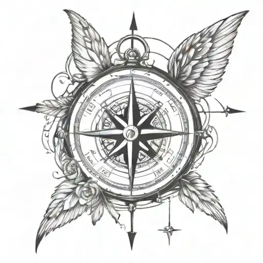 Compass Covered With Wings