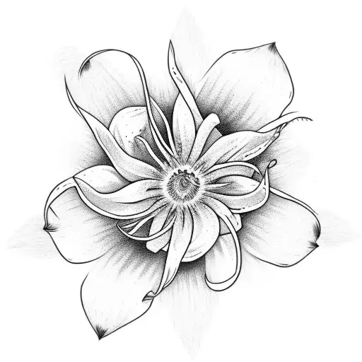 Aster Flower Intertwined With Morning Glory And Lily